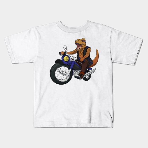 Raptor on Motor Bike Kids T-Shirt by BoombasticArt